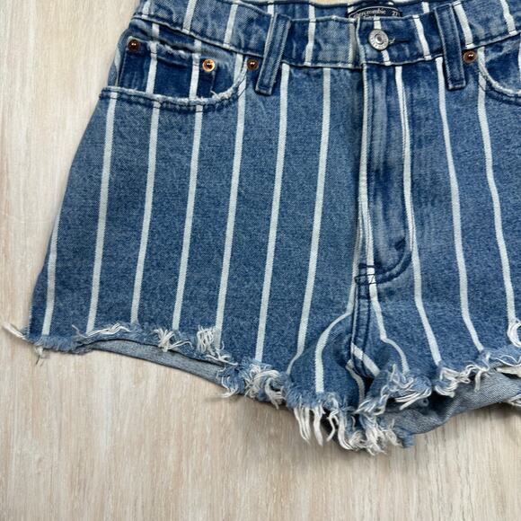 NWT Abercombie & Fitch Annie High Rise Short Stripe Casual Denim Jean Shorts 27 - Picture 4 of 16